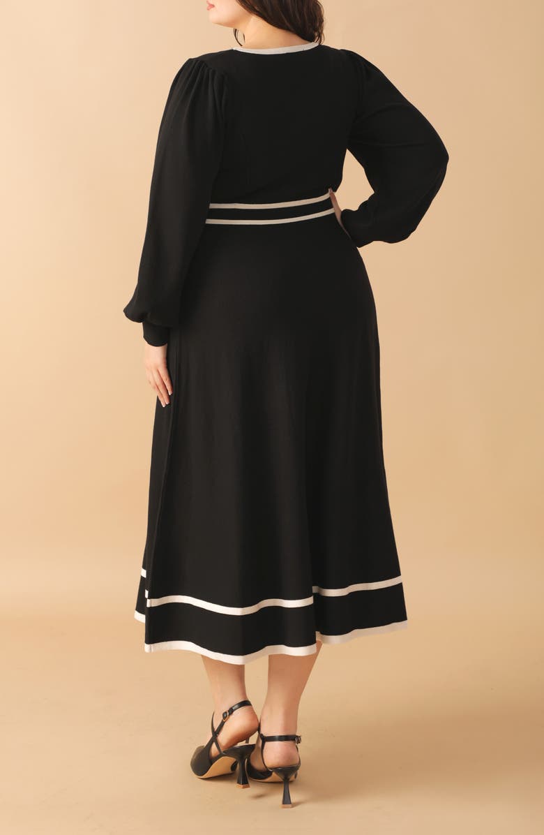 FLYING TOMATO Contrast Trim Sweater Midi Dress, Alternate, color,