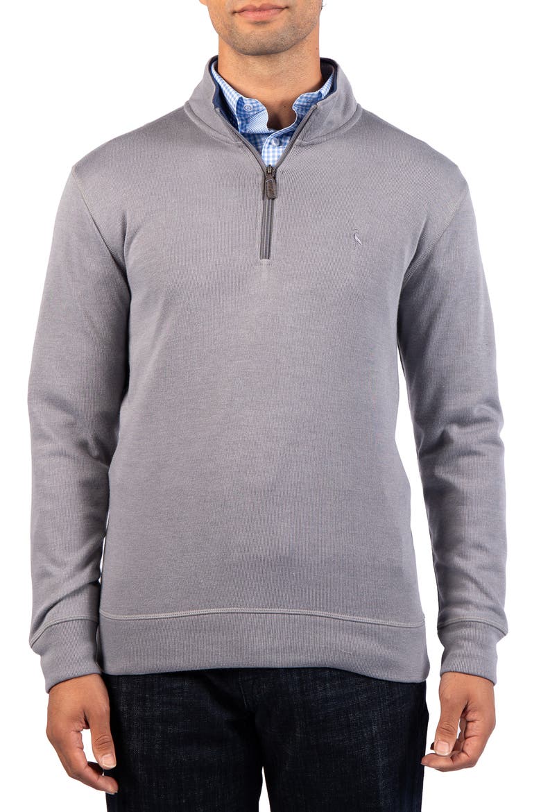 French Rib Quarter Zip Sweater, Main, color, GRAY