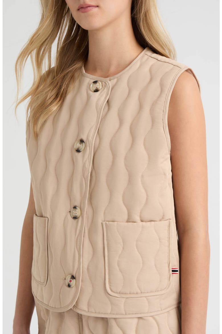 Quilted Button Down Vest, Main, color, CLAY