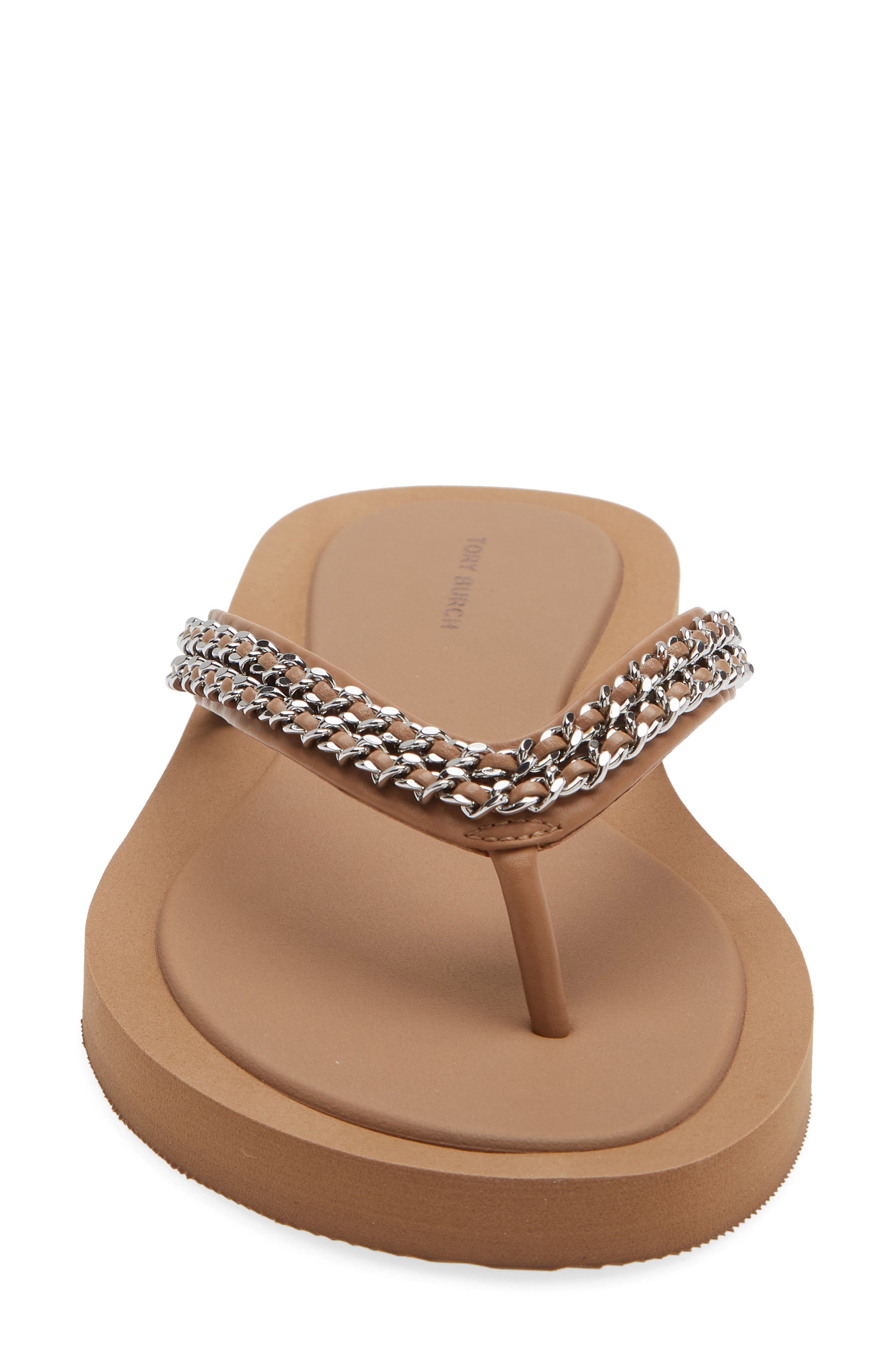 Kira Chain Flip Flop, Alternate, color, ALMOND FLOUR