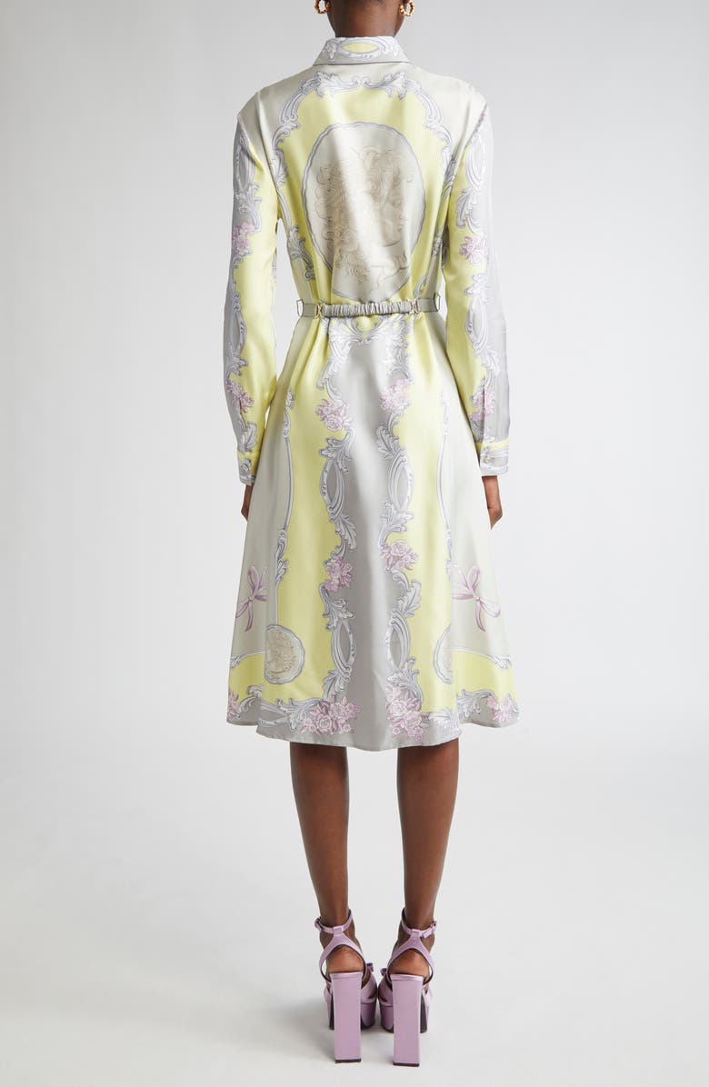 Versace Medusa Cameo Print Belted Long Sleeve Silk Shirtdress, Alternate, color,
