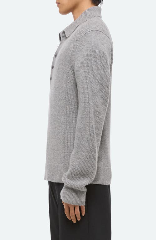 Helmut Lang Relaxed Fit Block Knit Wool Polo Sweater In Gray