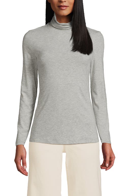 Lands' End Lightweight Jersey Skimming Long Sleeve Turtleneck In Gray