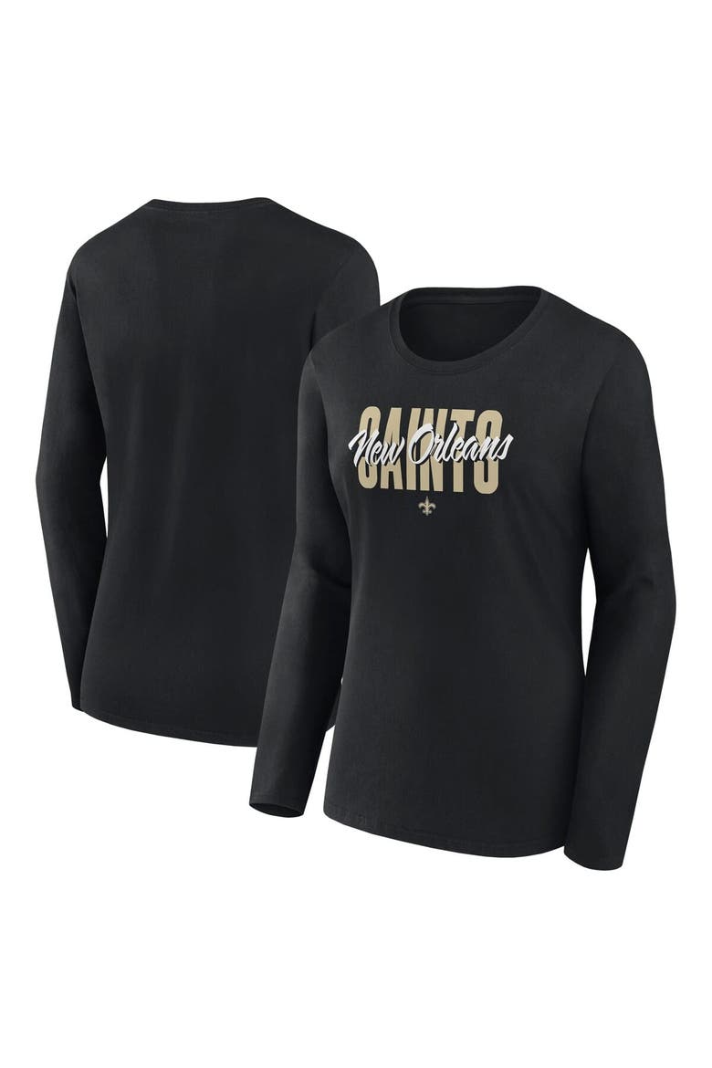 Women's Logo Athletic Black New Orleans Saints Grip Long Sleeve T-Shirt, Main, color, Black