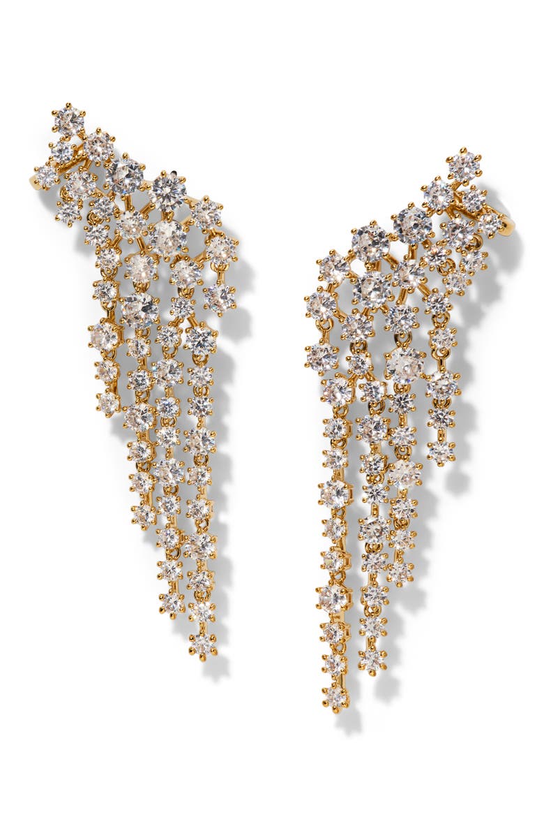 Sunshower Cubic Zirconia Ear Crawlers, Main, color, GOLD/ CLEAR
