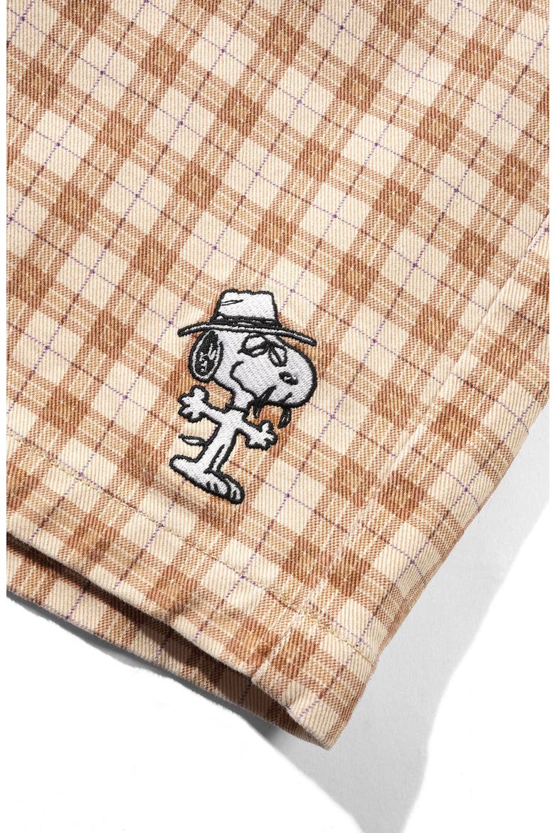 Peanuts® Snoopy Spike Cotton Work Shorts, Alternate, color, SANDSTONE PLAID