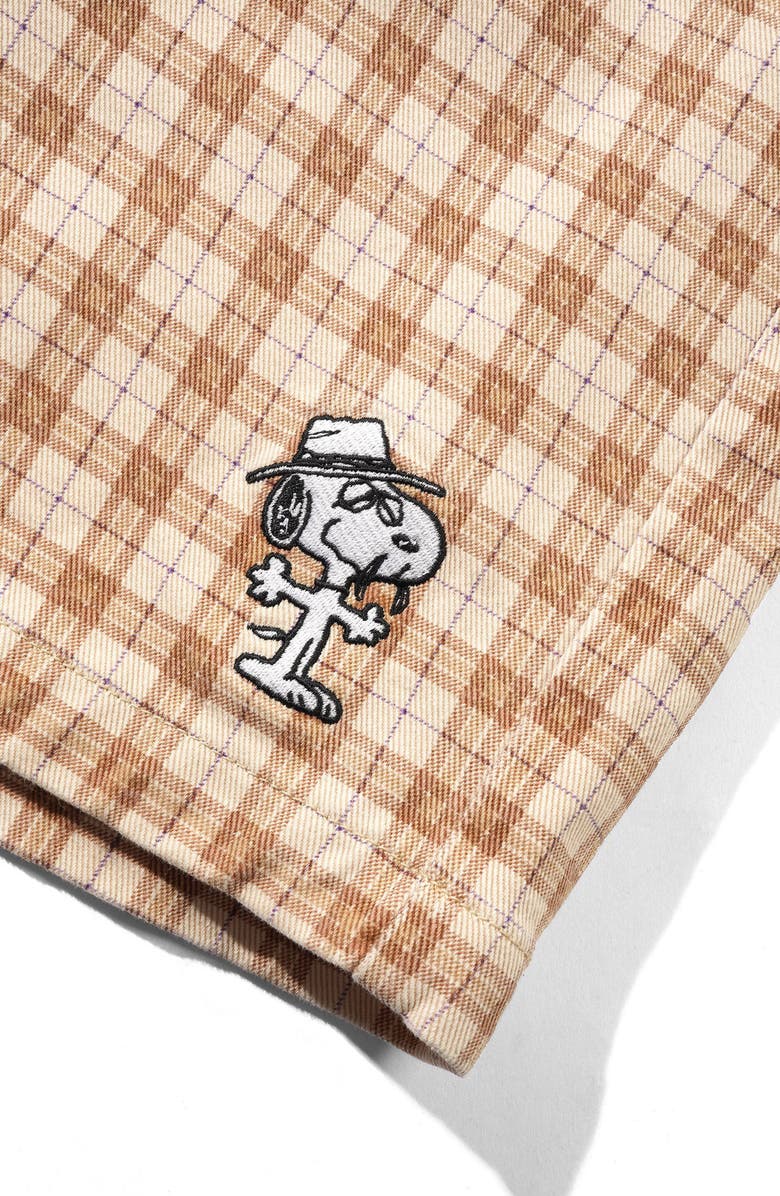 Butter Goods Peanuts<sup>®</sup> Snoopy Spike Cotton Work Shorts, Alternate, color, Sandstone Plaid