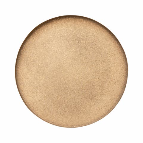 Round Decorative Textured Metal Tray, Gold Finish