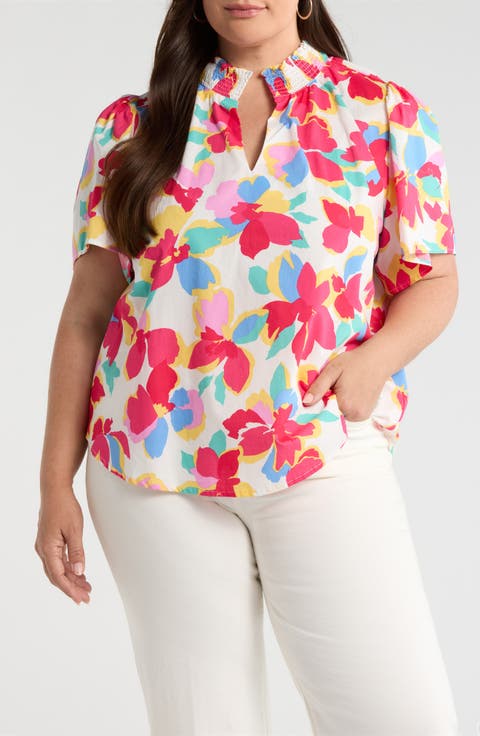 Yani Floral Smocked Top (Plus)