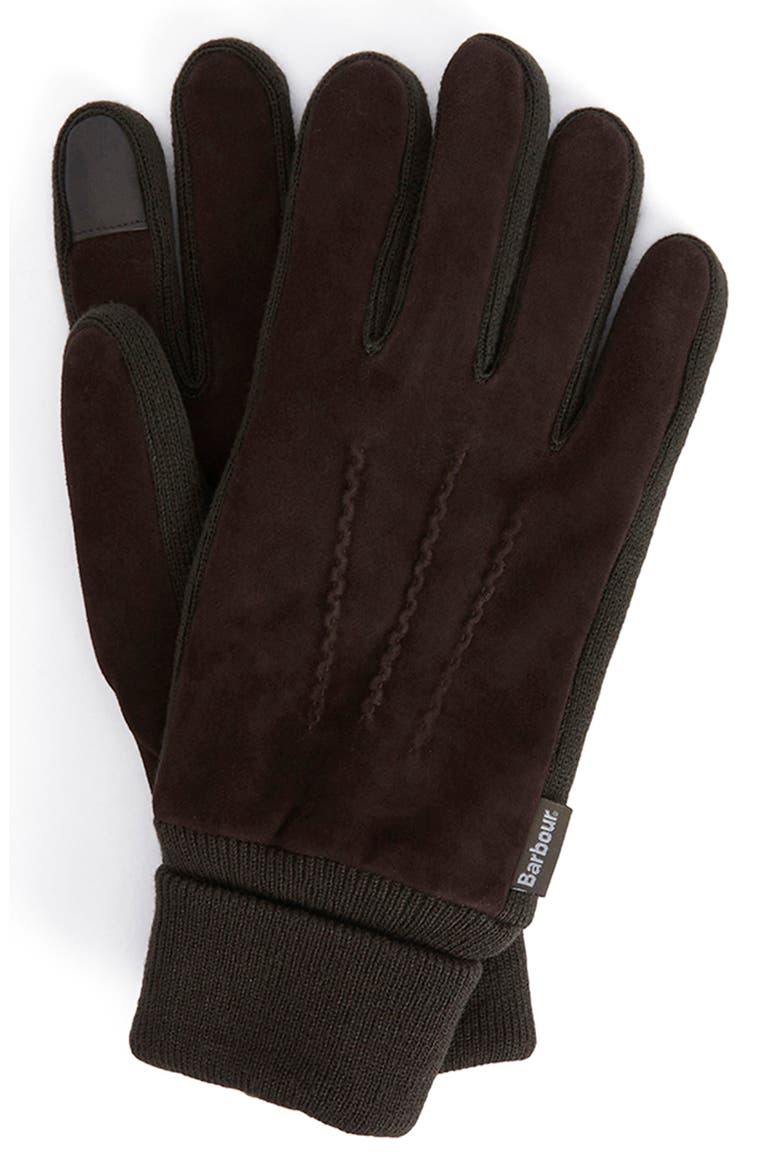 Magnus Suede Fleece Lined Gloves, Alternate, color, BROWN/ OLIVE
