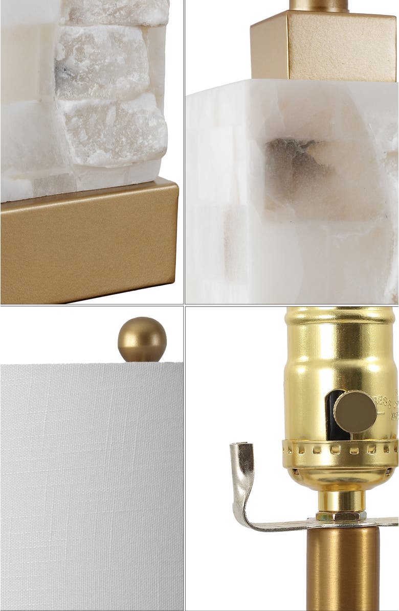 JONATHAN Y Eloise 23" Coastal Glam Alabaster/Metal LED Table Lamp, White/Gold Painting, Alternate, color, White/Gold Painting