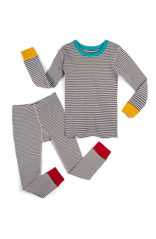 MIGHTLY MIGHTLY 100% ORGANIC COTTON STRIPE LONG SLEEVE SNUG FIT KIDS PAJAMAS