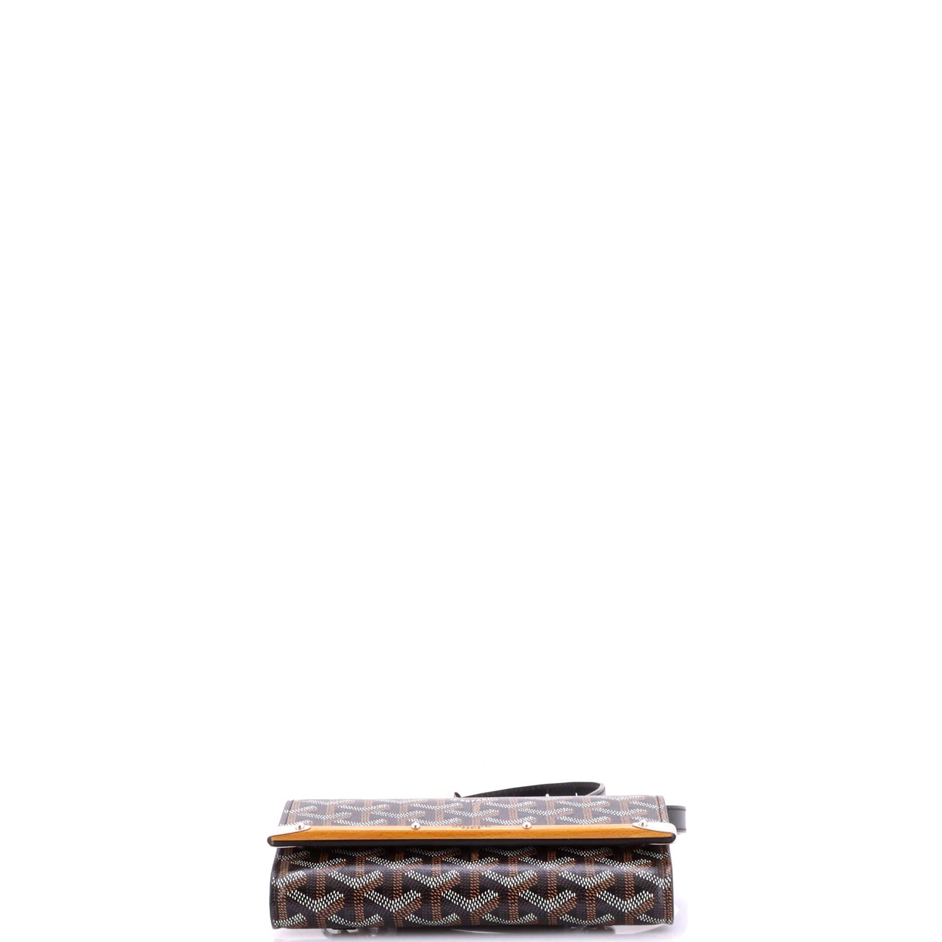 Pre-Owned Goyard Monte Carlo Clutch with Strap Coated Canvas PM, Alternate, color, Black