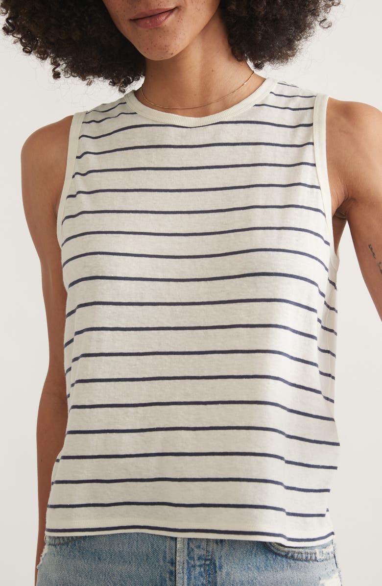 Marine Layer Stripe Hemp & Cotton Tank, Alternate, color, Black/ White Stripe