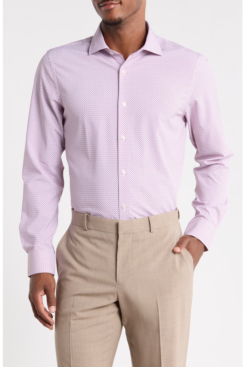 Trim Fit Geo Circle Dress Shirt, Main, color, ROSE