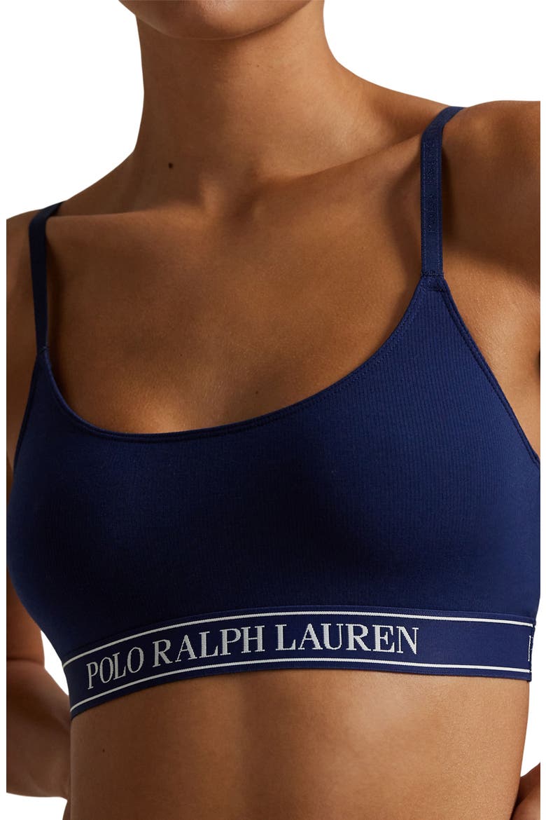 Logo Band Scoop Neck Bralette, Alternate, color, NAVY