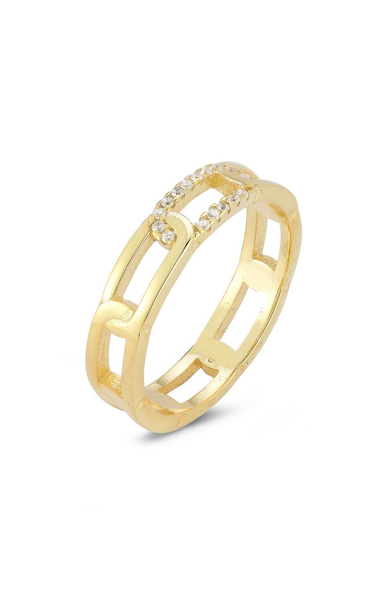 SPHERA MILANO 14K Gold Plated CZ Chain Link Ring, Main, color, Gold