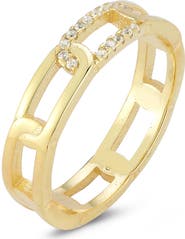 SPHERA MILANO 14K Gold Plated CZ Chain Link Ring
