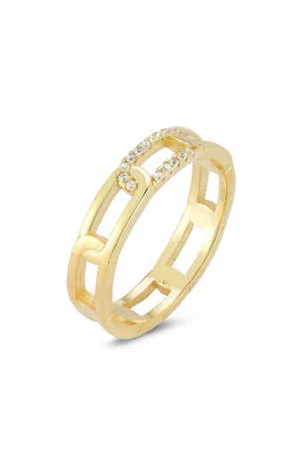 SPHERA MILANO 14K Gold Plated CZ Chain Link Ring