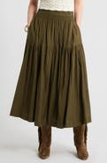 Treasure & Bond Smocked Waist Cotton Maxi Skirt