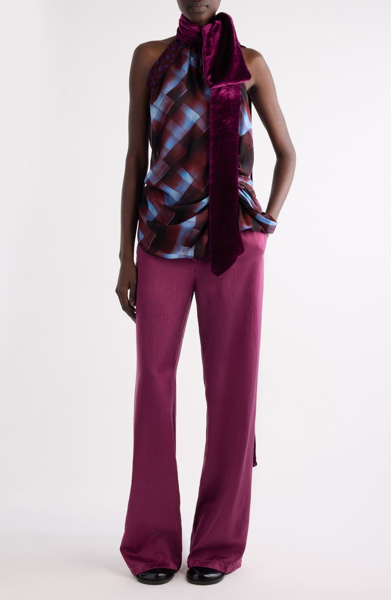 Dries Van Noten Paxy Matelassé Wide Leg Pants, Alternate, color, Raspberry