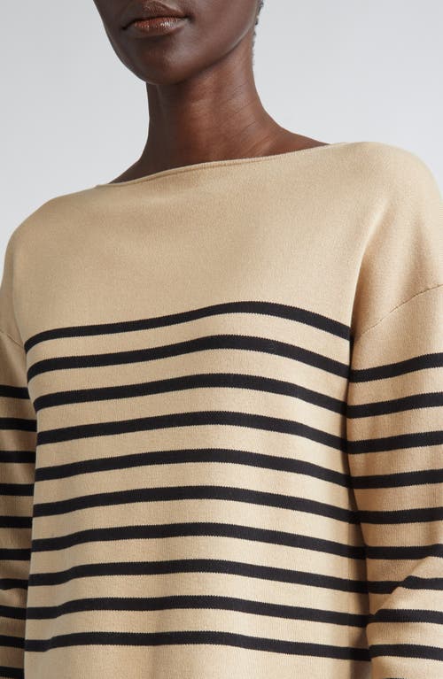 Altuzarra Ronnie Stripe Boatneck Silk & Cotton Sweater In Brown