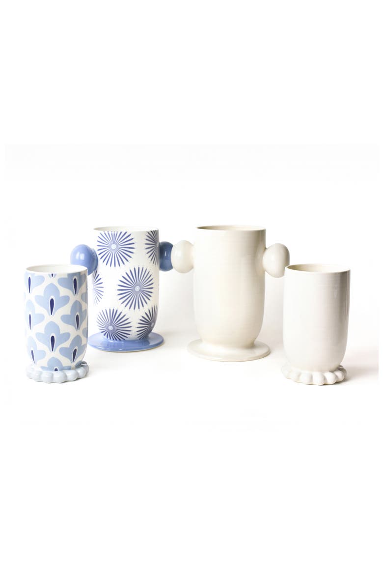 Iris Blue and Signature White Ceramic Vases 4 Piece Set, Main, color, Miscellaneous