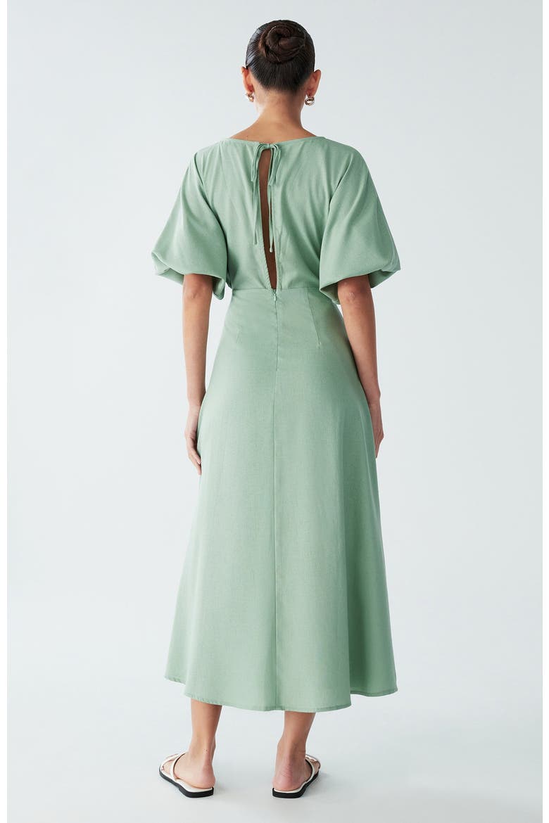 Palm Midi Dress, Alternate, color, Sage Green