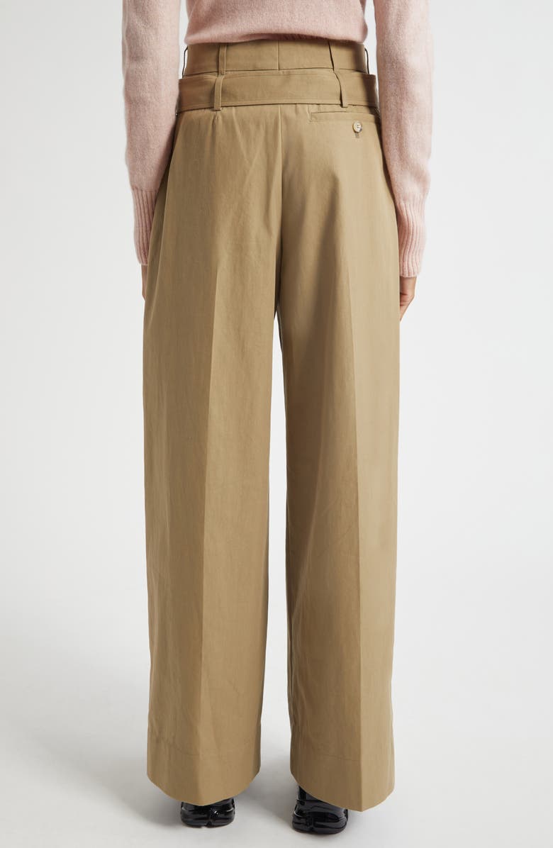 Simone Rocha Multi Belt Loop Pleated Wide Leg Trousers, Alternate, color, Stone