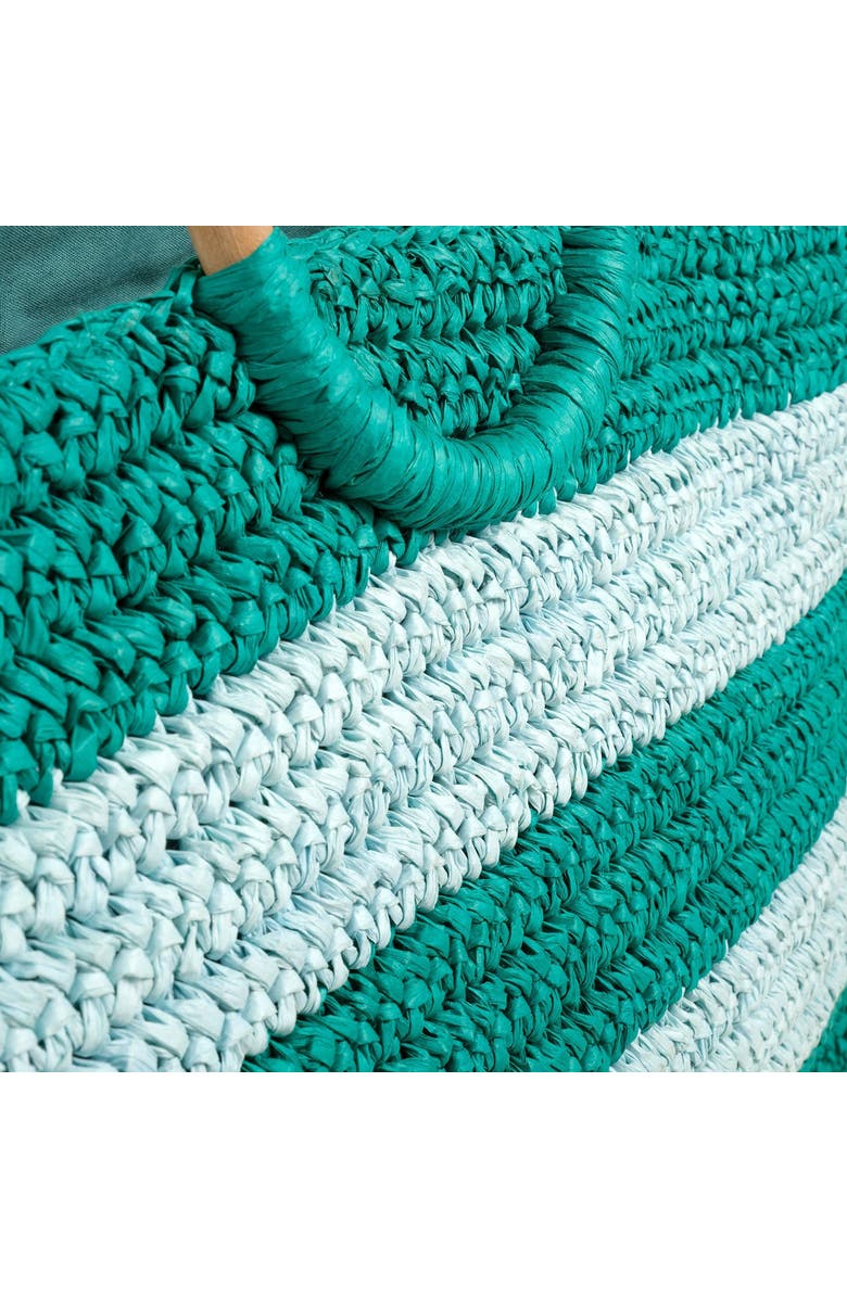 Zsa Zsa Zsu Delhi 100% Raffia Tote Bag 17X11 In, Alternate, color, Blue-Green