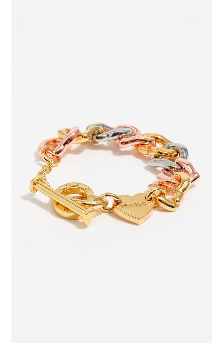 Bimba y Lola Three-Tone Heart Chain Bracelet, Main, color, Multigold