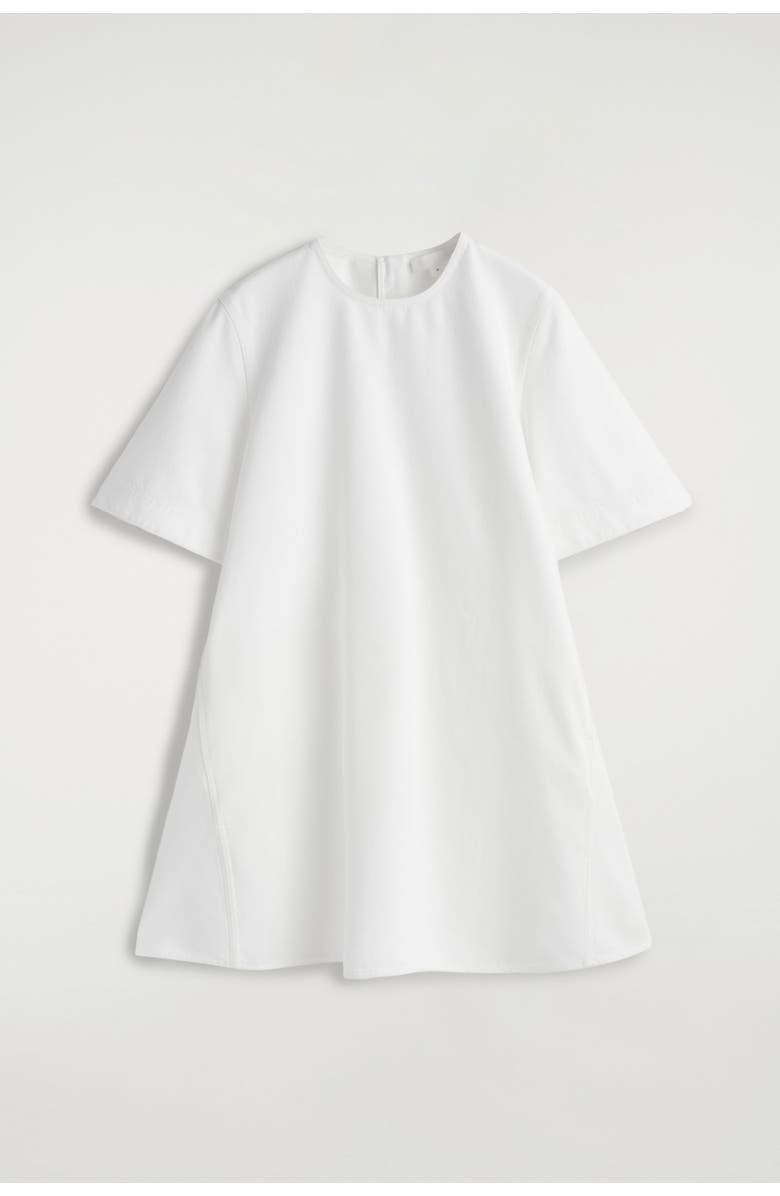 COS Flared Denim Mini Dress, Alternate, color, White
