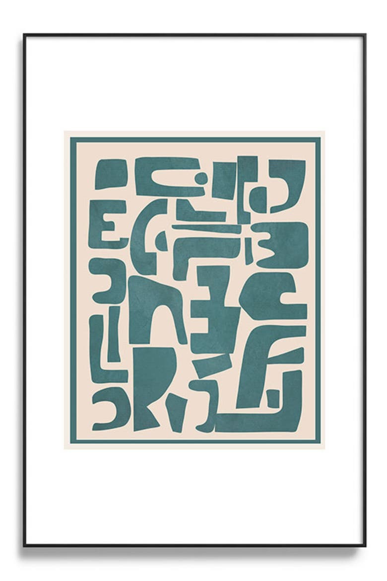 Contemporary Framed Wall Art, Main, color, TEAL/ BEIGE