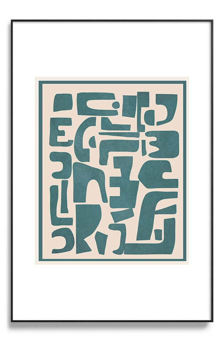 Deny Designs Contemporary Framed Wall Art, Main, color, Teal/ Beige