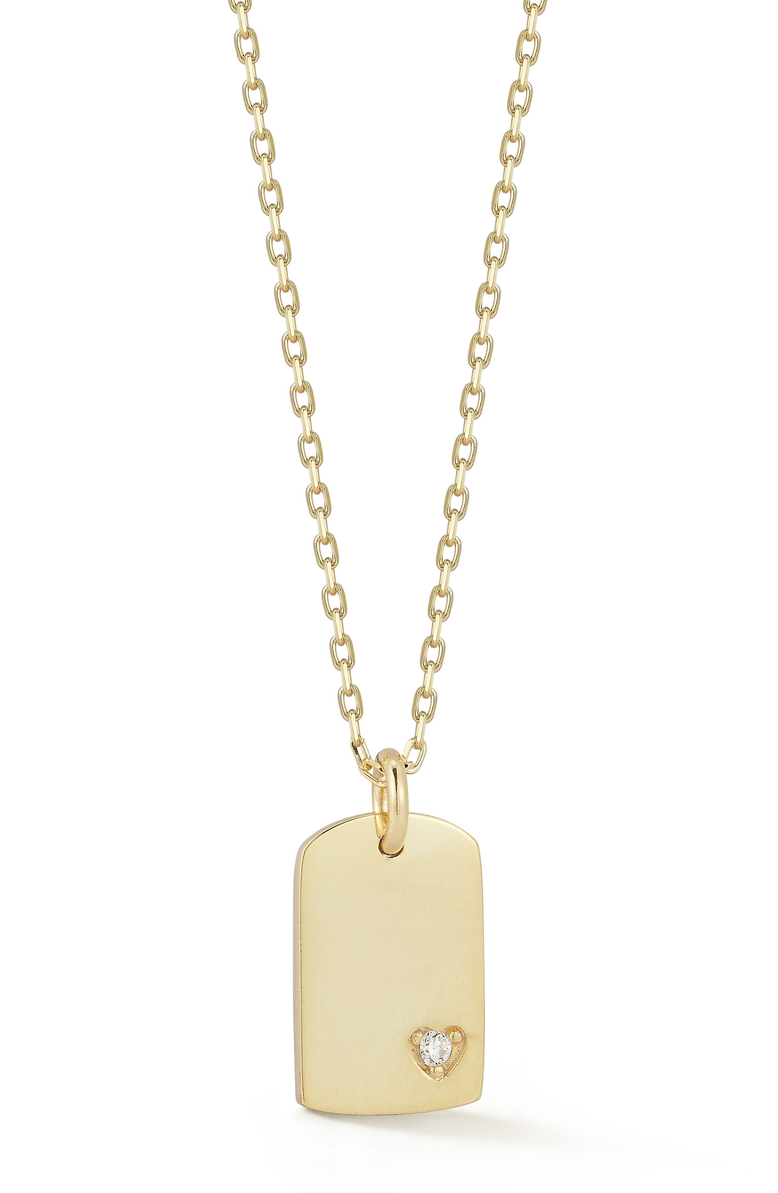 Cubic Zirconia Dog Tag Pendant Necklace