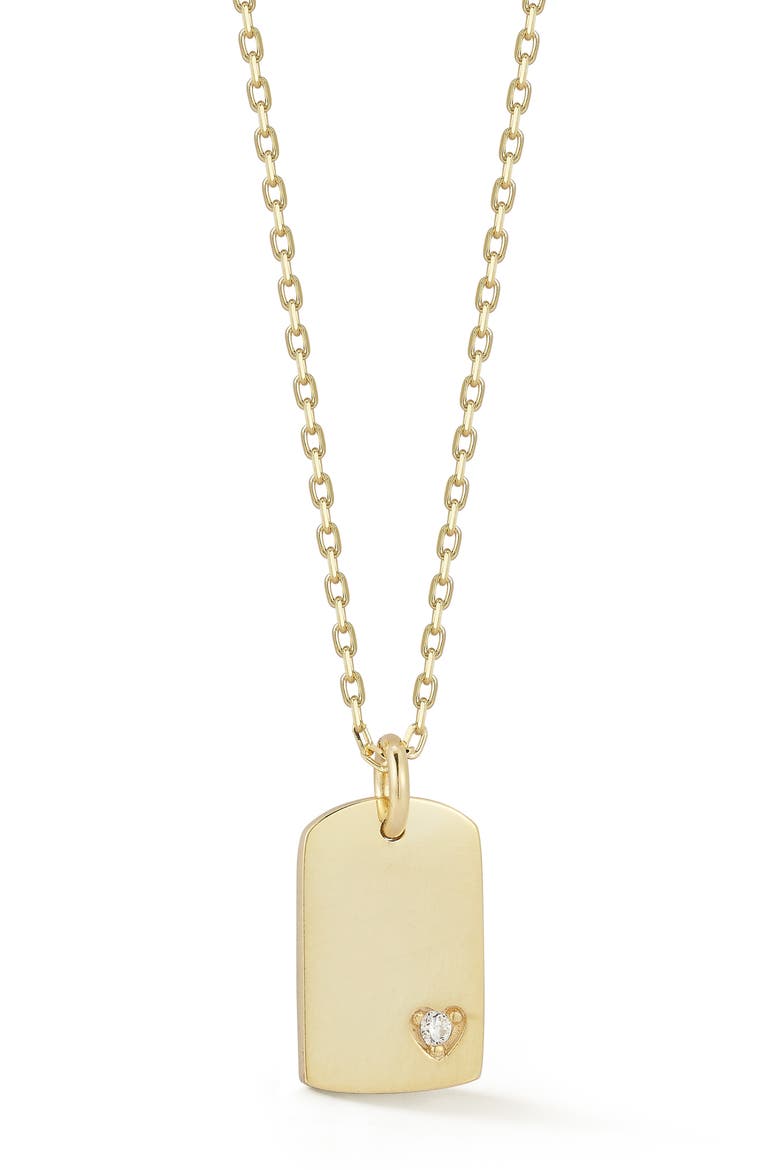 Cubic Zirconia Dog Tag Pendant Necklace, Main, color, GOLD
