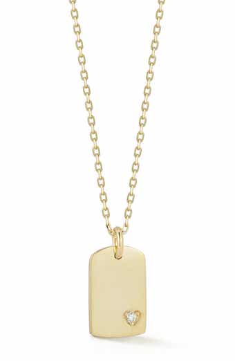 Cubic Zirconia Dog Tag Pendant Necklace