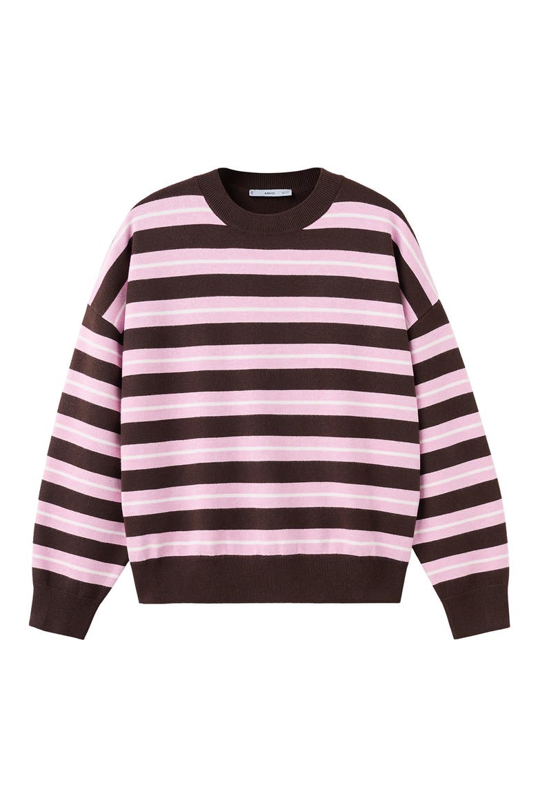 Mixed Stripe Crewneck Sweater, Alternate, color, CHOCOLATE