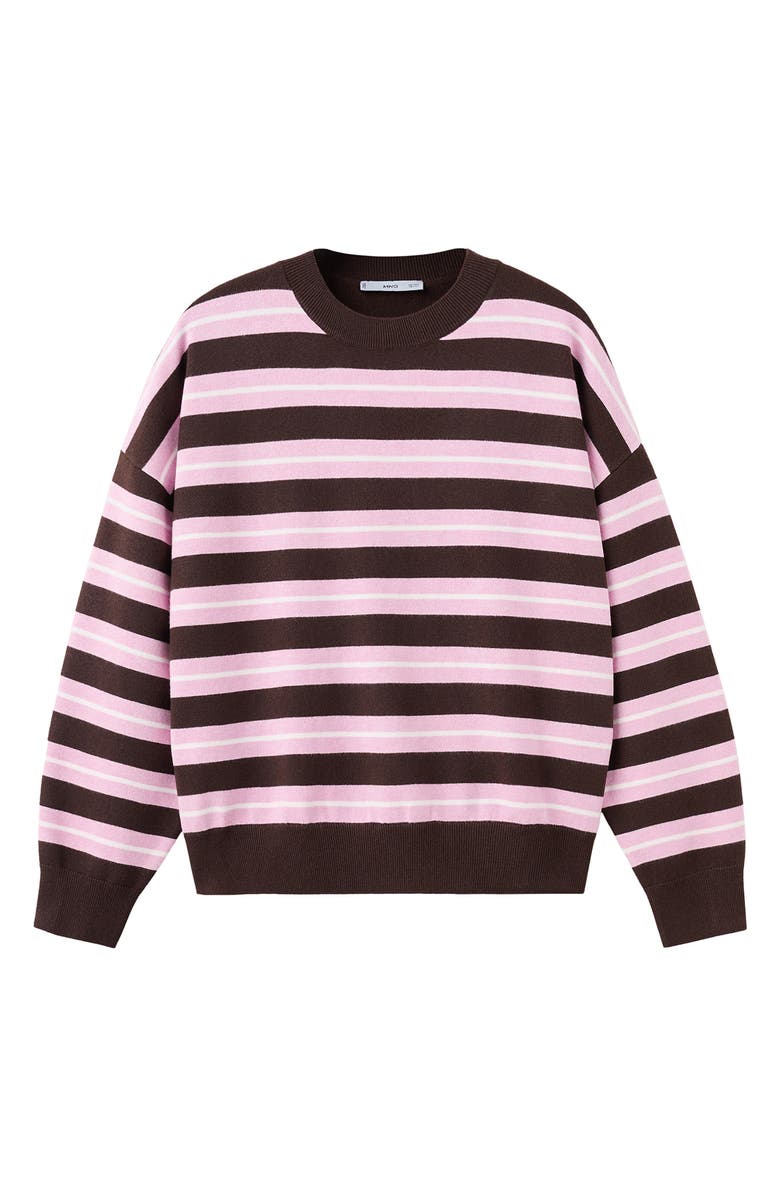 MANGO Mixed Stripe Crewneck Sweater, Alternate, color, Chocolate