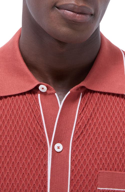 Bugatchi Tipped Short Sleeve Button-up Sweater