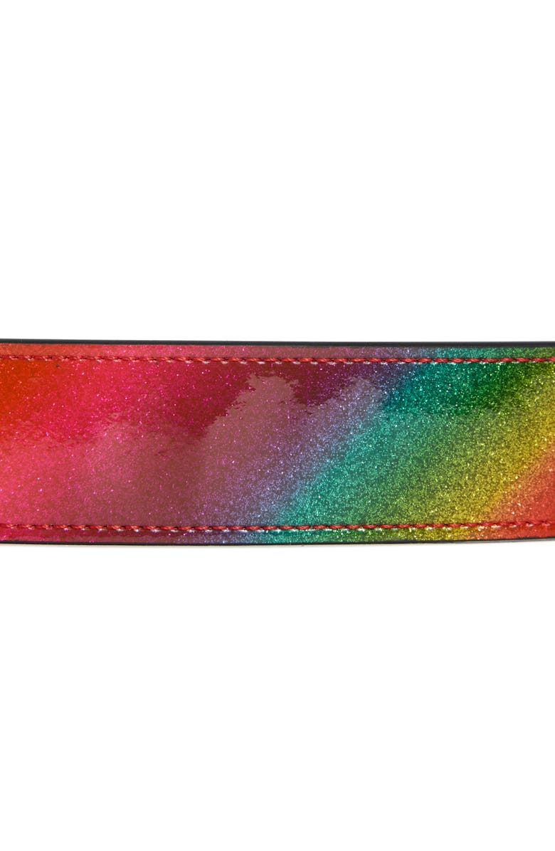 Kurt Geiger London Eagle's Head Buckle Reversible Leather Belt, Alternate, color, Metallic Rainbow