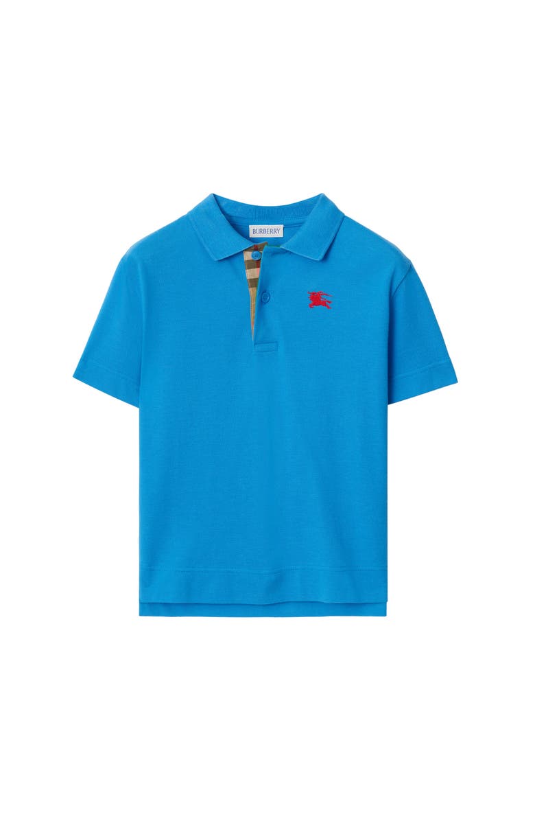Burberry Cotton Piqué Polo Shirt, Main, color, Poppy Blue