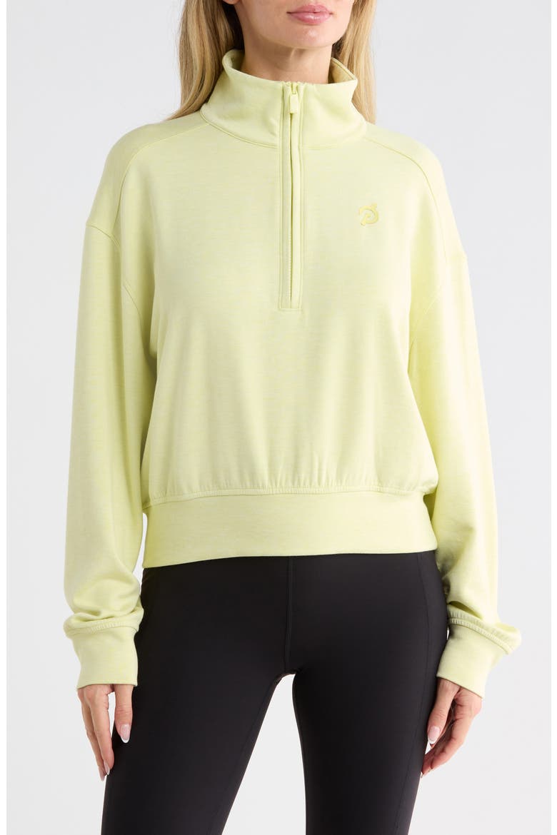 Overnight Trip Quarter Zip Pullover, Main, color, HEATHER LIMEADE