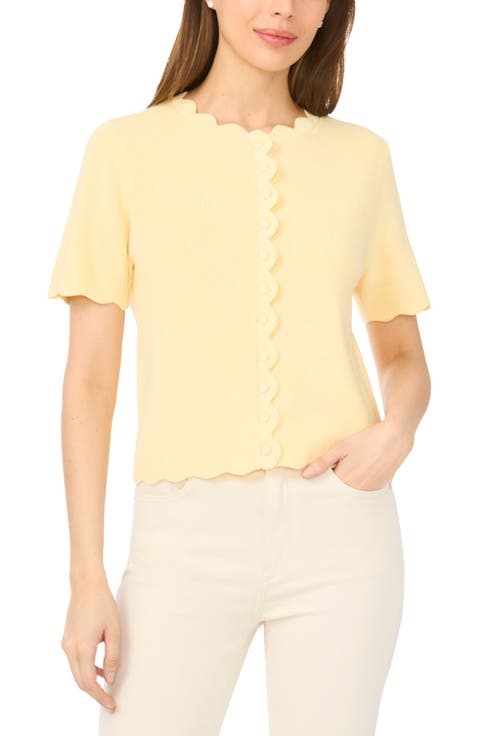 Scallop Edge Short Sleeve Cardigan