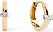 Ana Luisa Solid Yellow Gold - Diamond Link Huggie Hoops