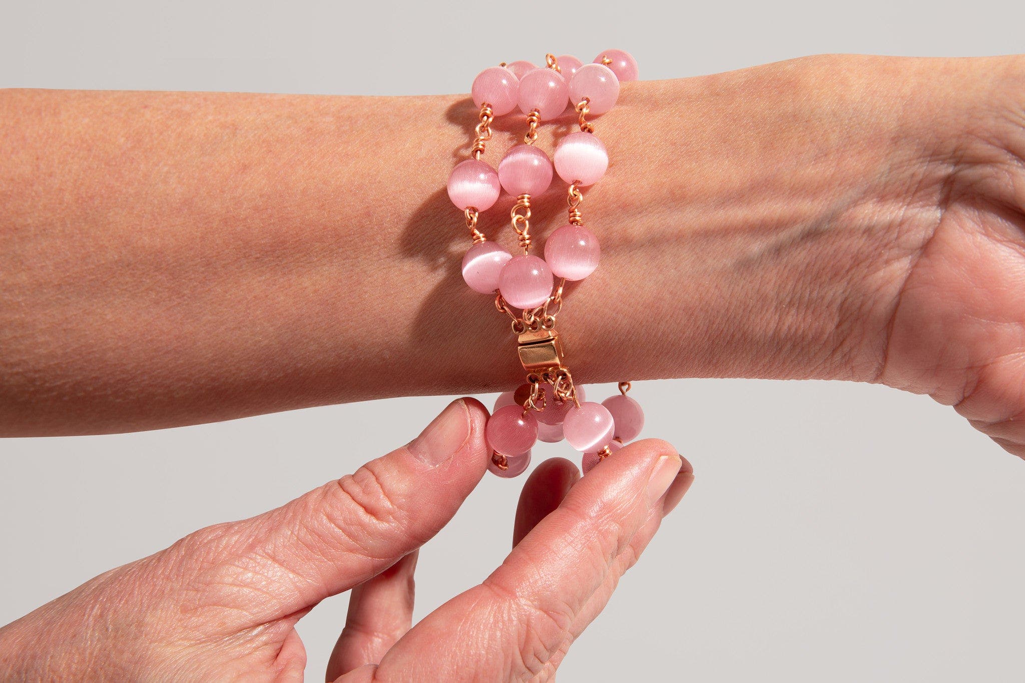 Rejected Hearts Club Rosado Pink Glass Bead 3-Strand Bracelet (Women ...