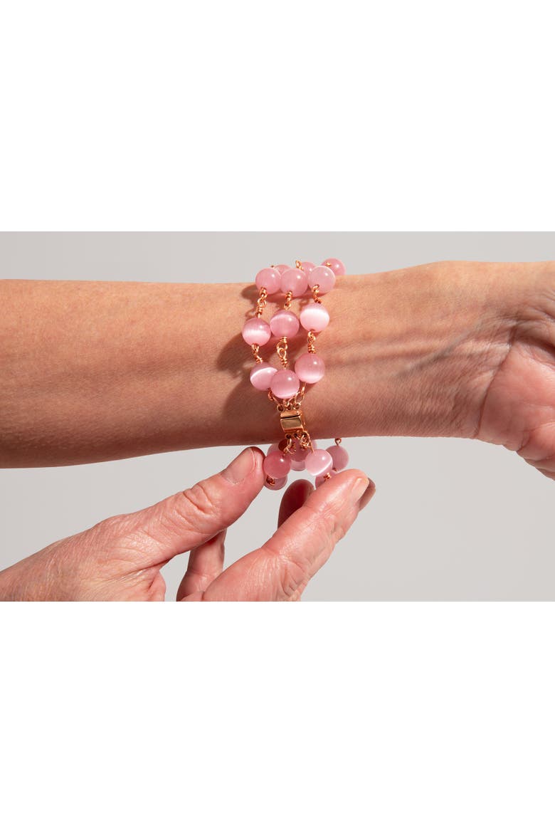 Rosado Pink Glass Bead 3-Strand Bracelet, Alternate, color, Pink