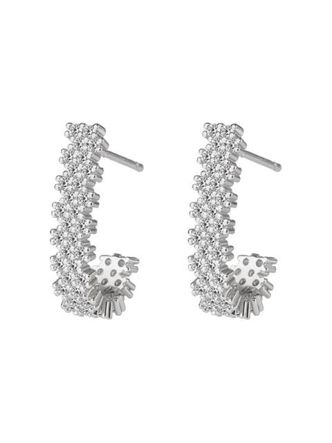 Cubic Zirconia J Hoop Earrings
