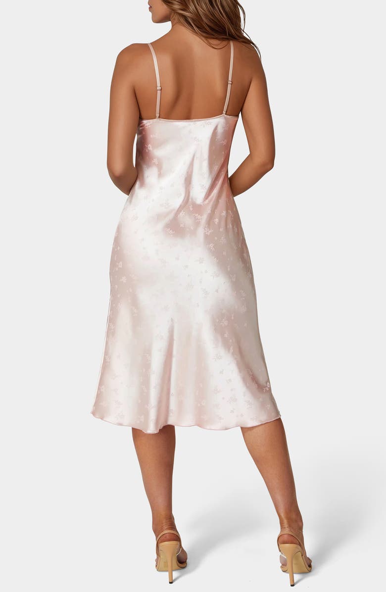 bebe Animal Print Satin Slipdress, Alternate, color, Blush