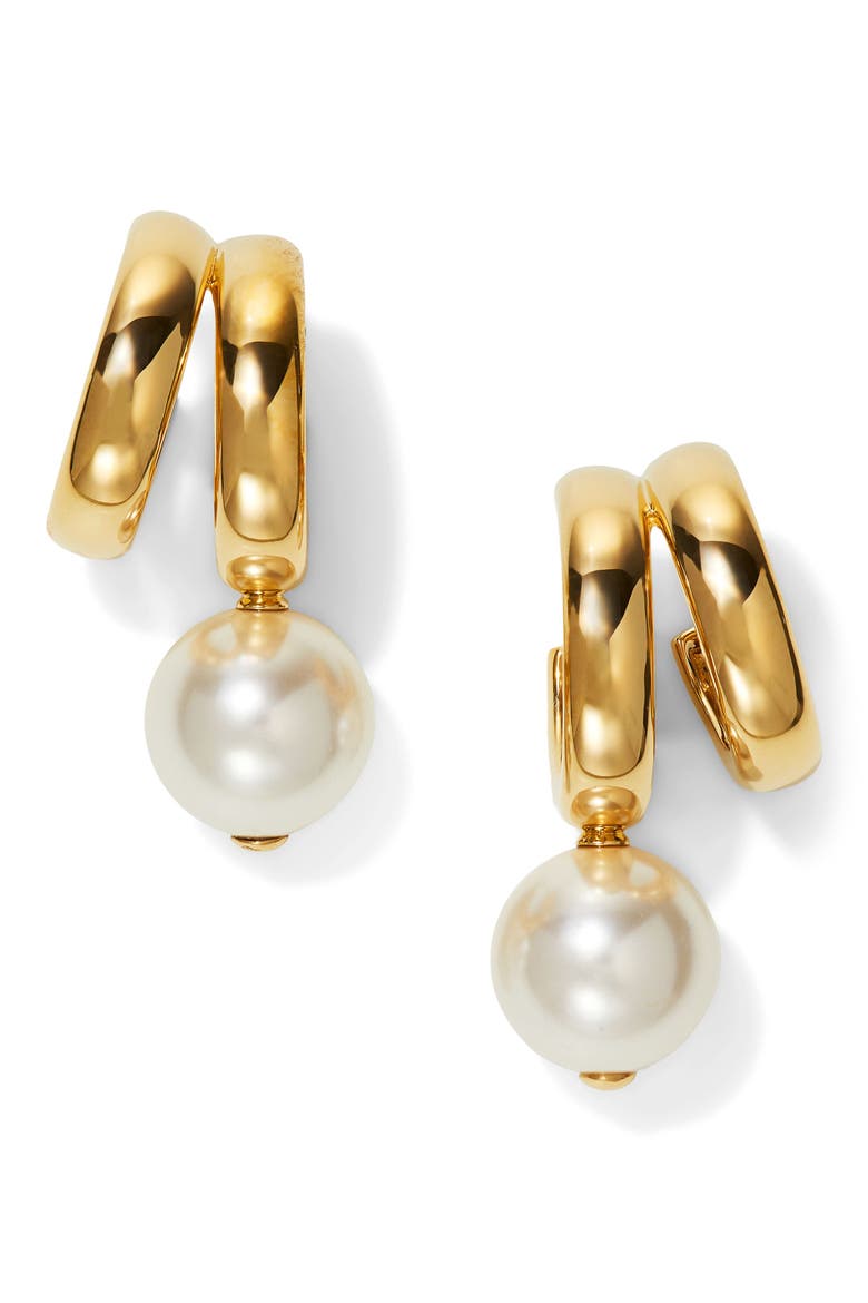 Farrah Imitation Pearl Drop Earrings, Main, color, GOLD